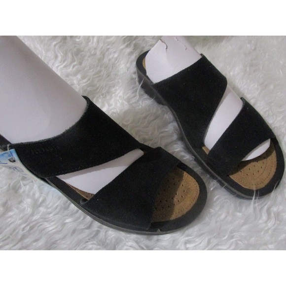New Women FlyFlot black  2-strap slide leather sandals/slippers -  ITALY NWT 38 - Picture 6 of 7